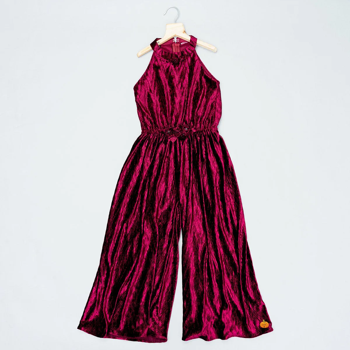 Pleated Velvet Jump Suit for Girls