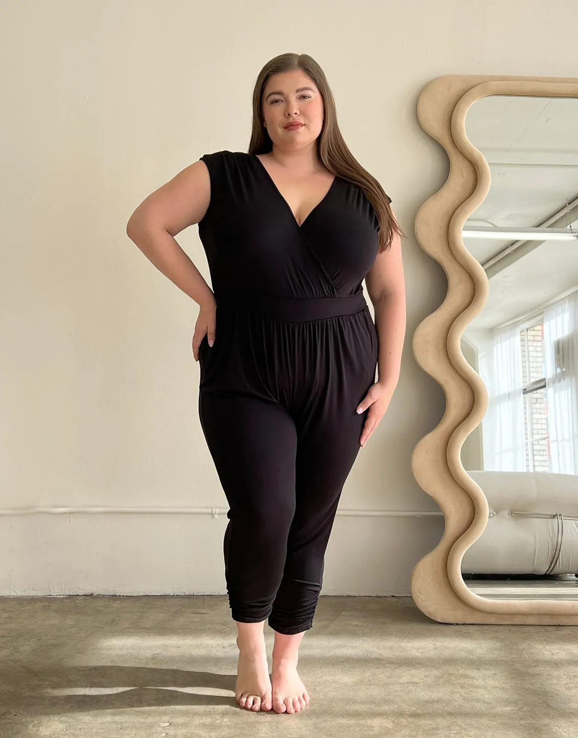 Plus Size Knit Sleeveless Jumpsuit