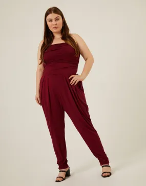 Plus Size Ruched Knit Jumpsuit