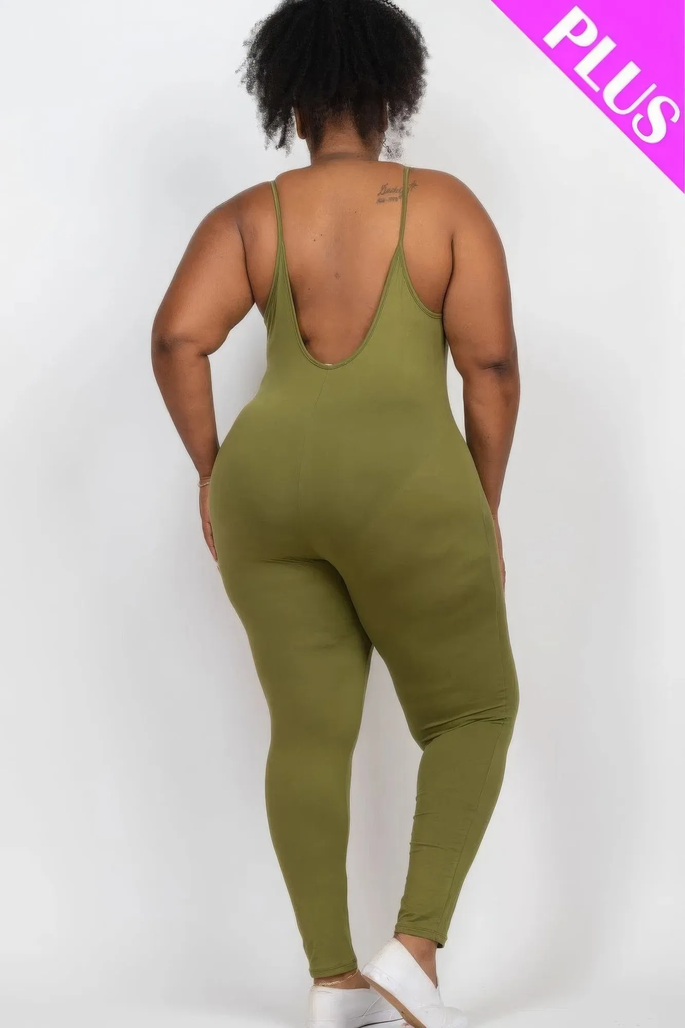 Plus Size Solid Bodycon Cami Jumpsuit