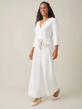 Plus Tie-Waist Jumpsuit, White