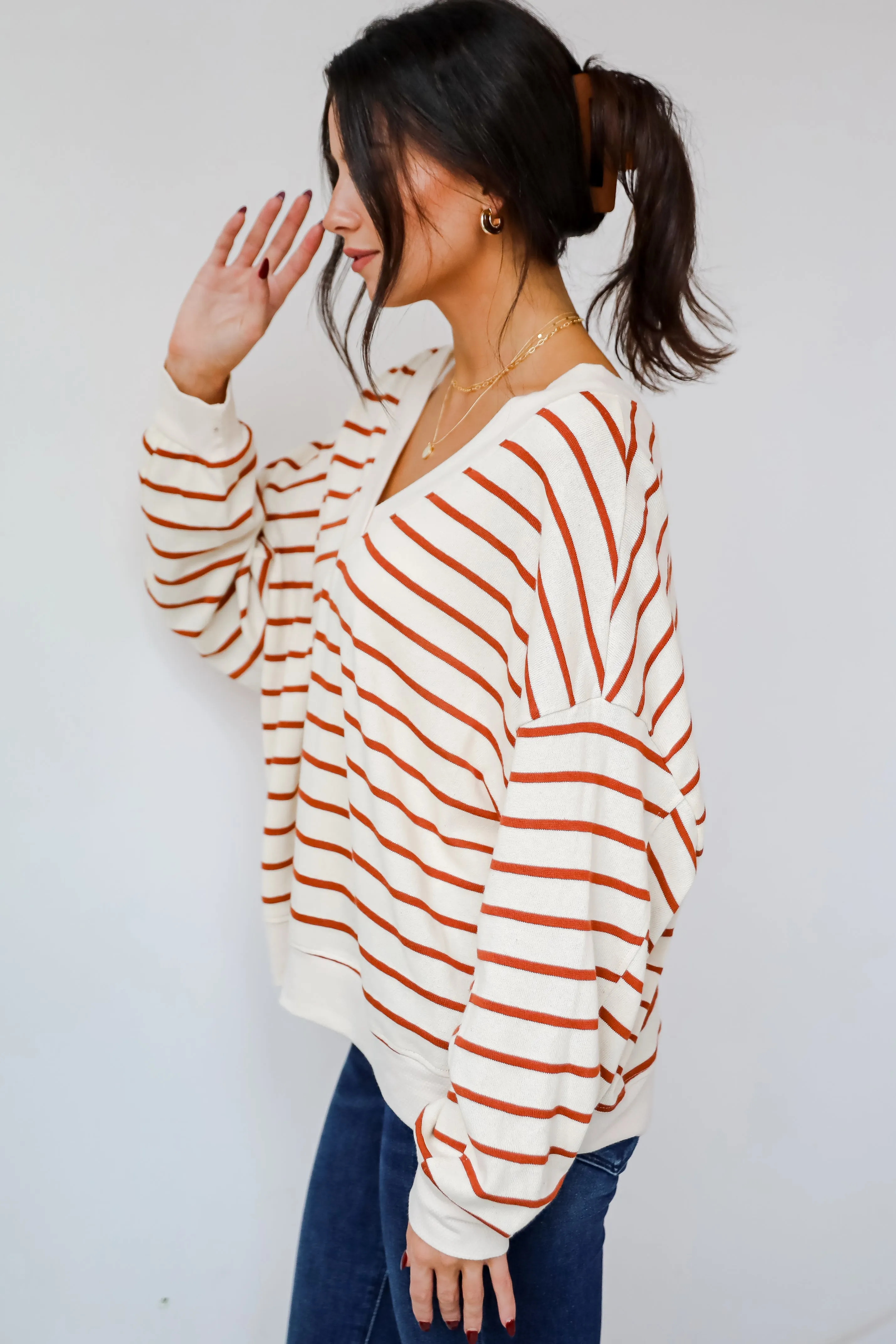 Positively Delightful Brick Striped Knit Top