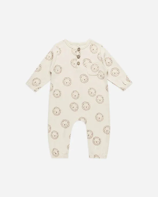 Quincy Mae Long Sleeve Pocket Jumpsuit - Lions