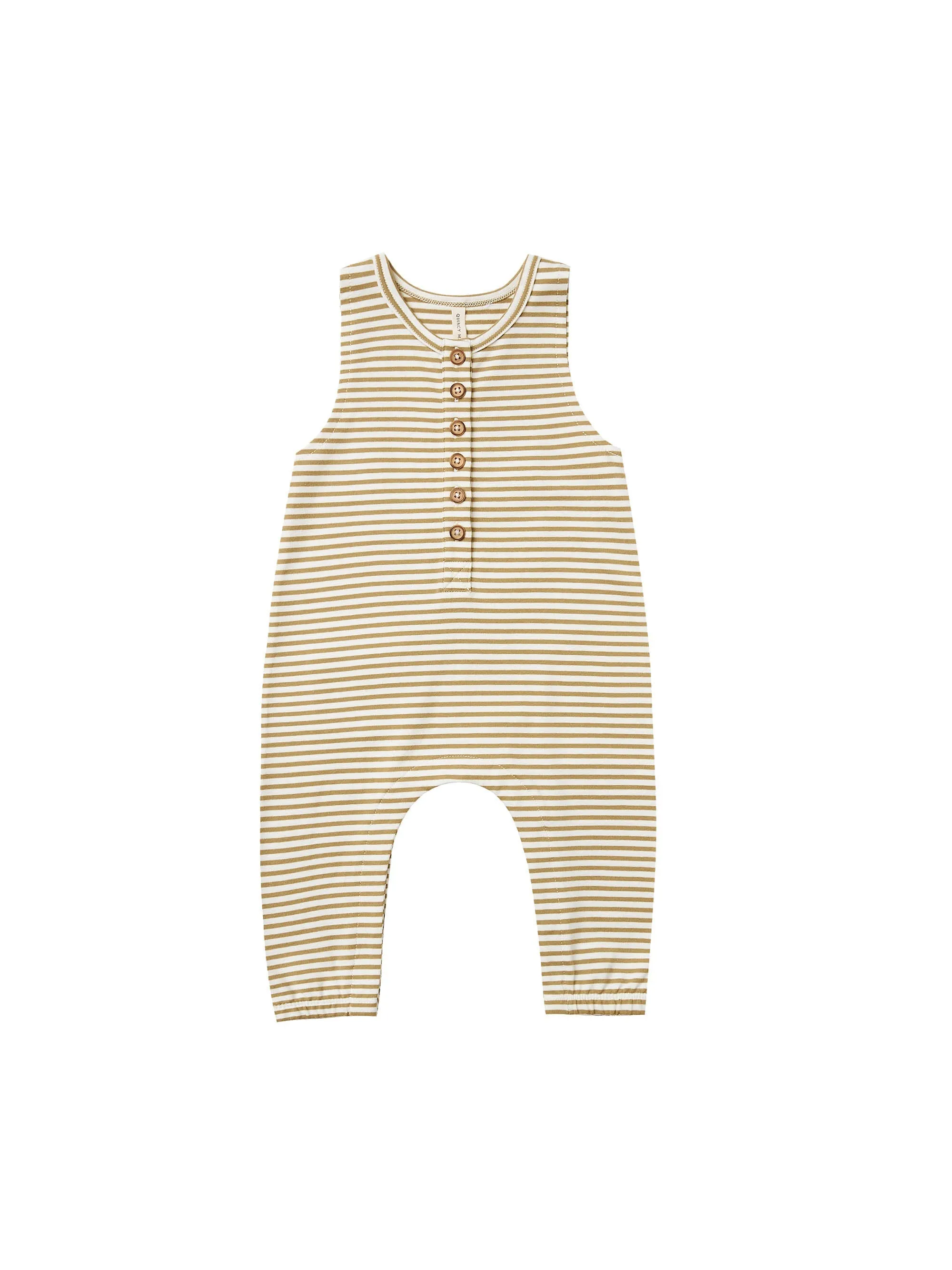 Quincy Mae - Sleeveless Jumpsuit (Gold Stripe)