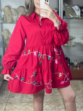 Red Christmas Lights Mini Dress