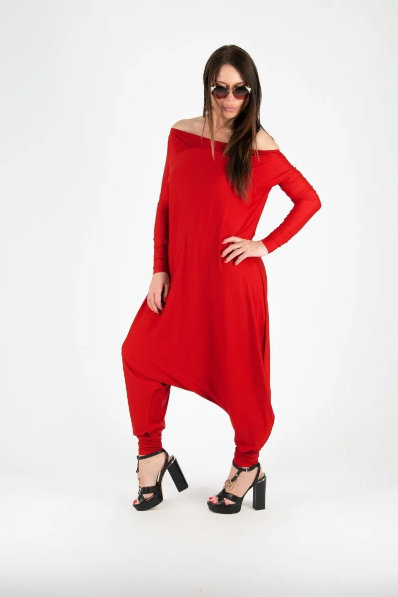 Red Harem Jumpsuit Marla