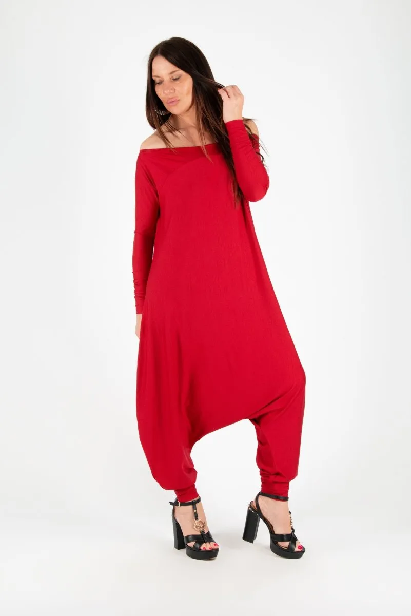 Red Harem Jumpsuit Marla