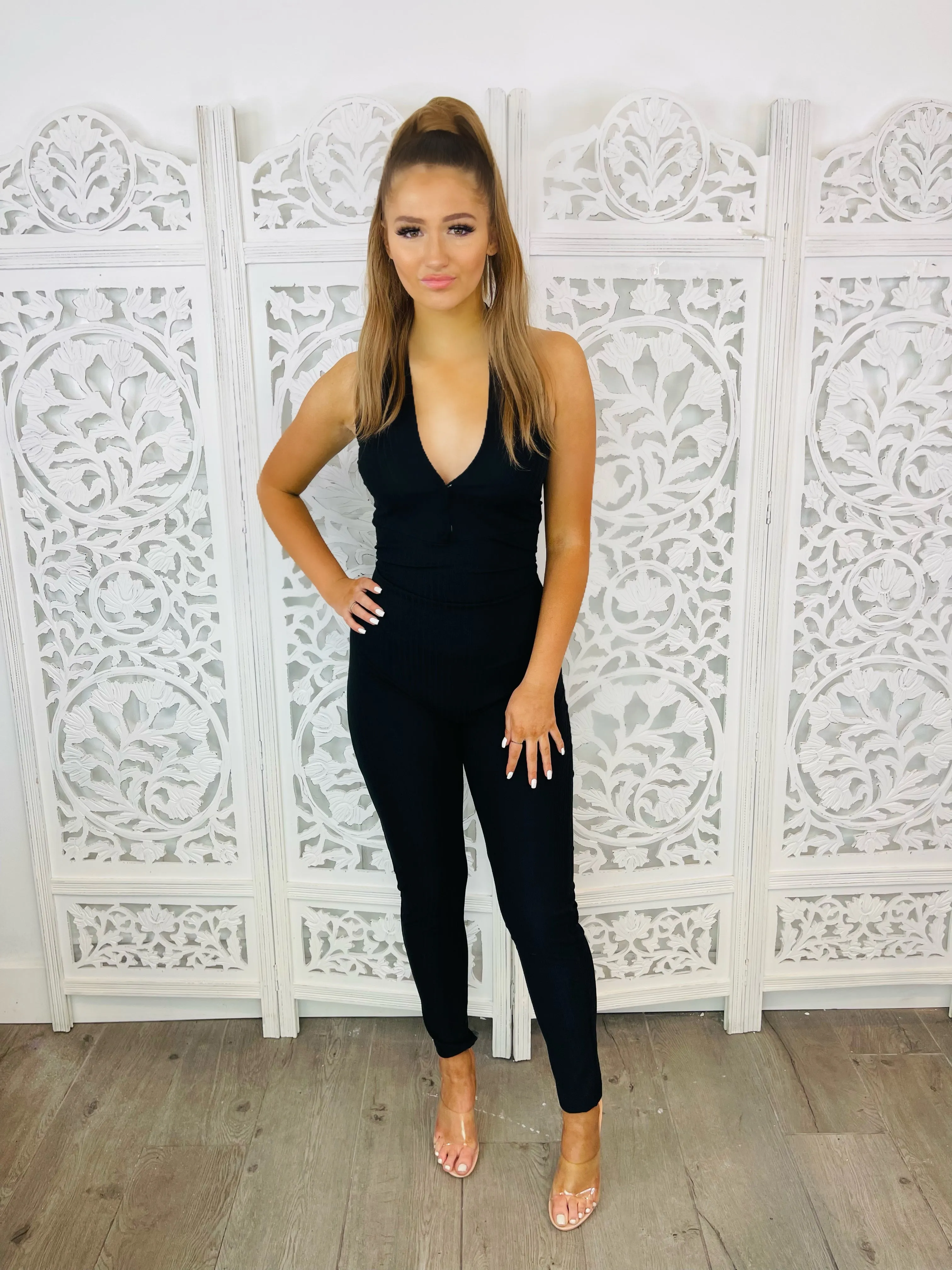 RIGHT TIME Comfy Halter Neck Jumpsuit