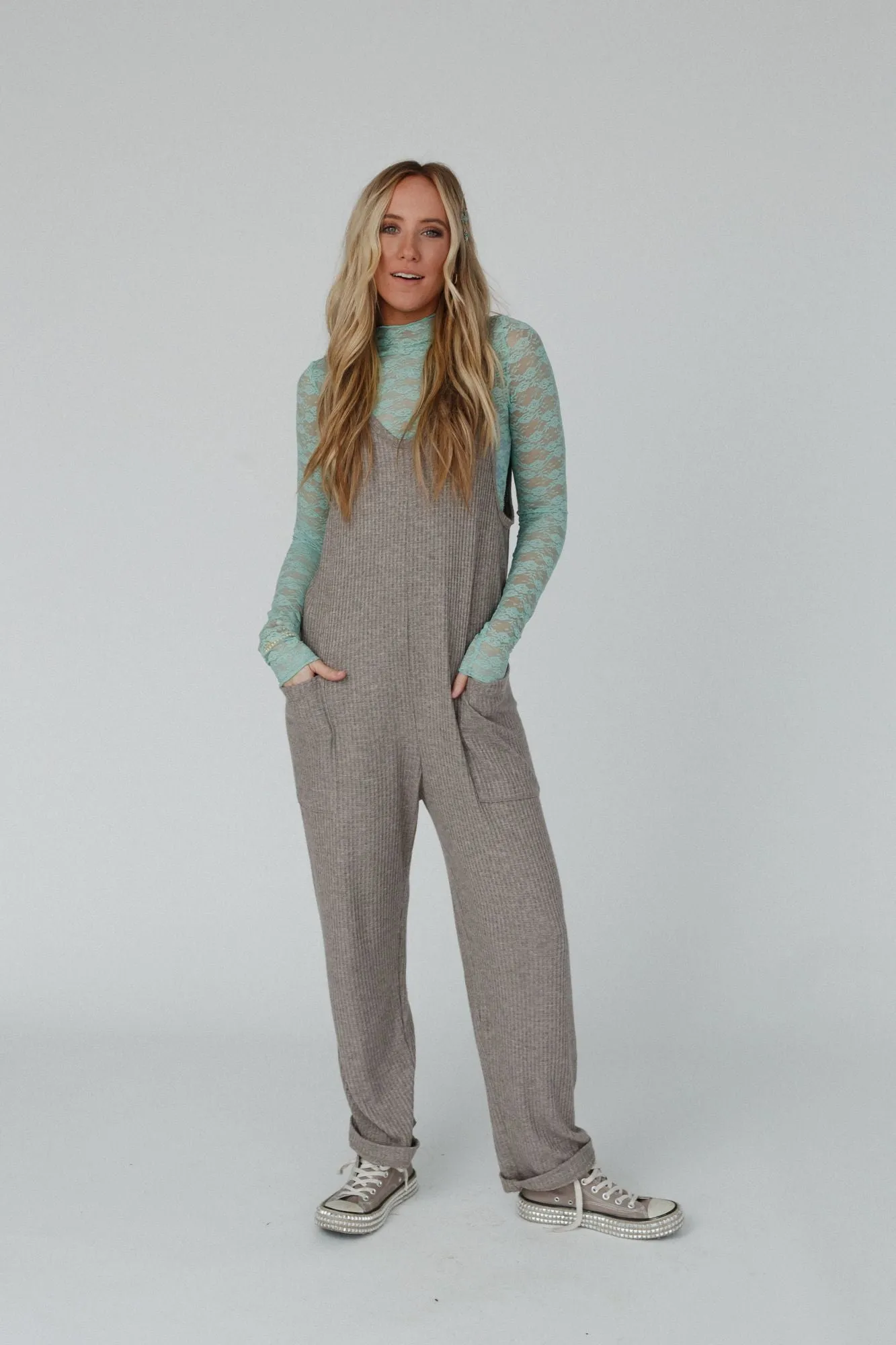 Running Wild Relaxed Pocketed Jumpsuit - Gray