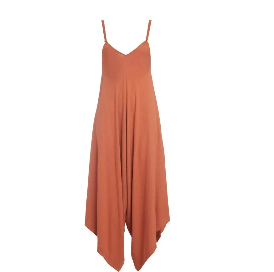 Rust Orange Boxy Layered Jumpsuit