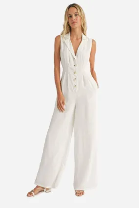 Sadie & Sage The Classics Button Front Jumpsuit in White