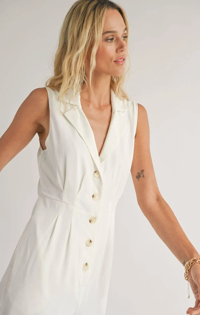 Sadie & Sage The Classics Button Front Jumpsuit in White