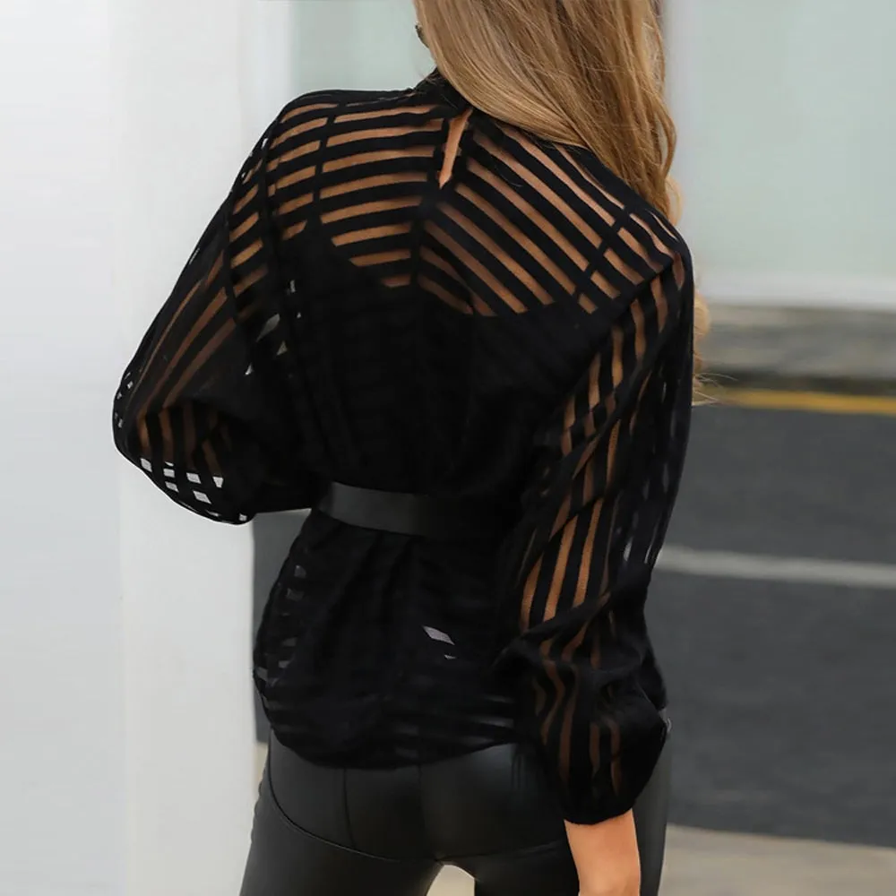 Sexy black striped blouse