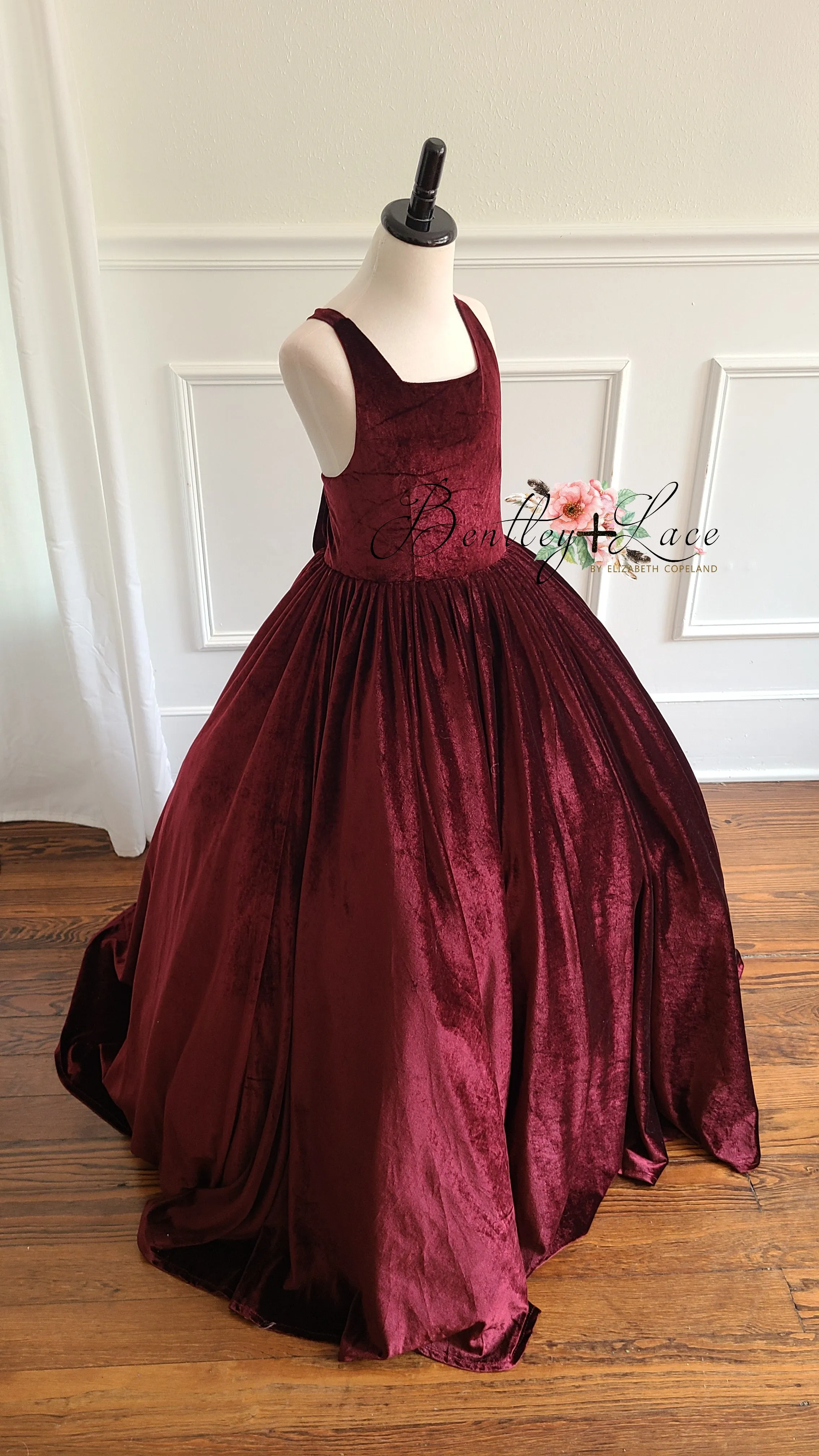 Shannon Penelope Velvet gown -Burgundy Tie back (6 Year - Petite 9 Year)