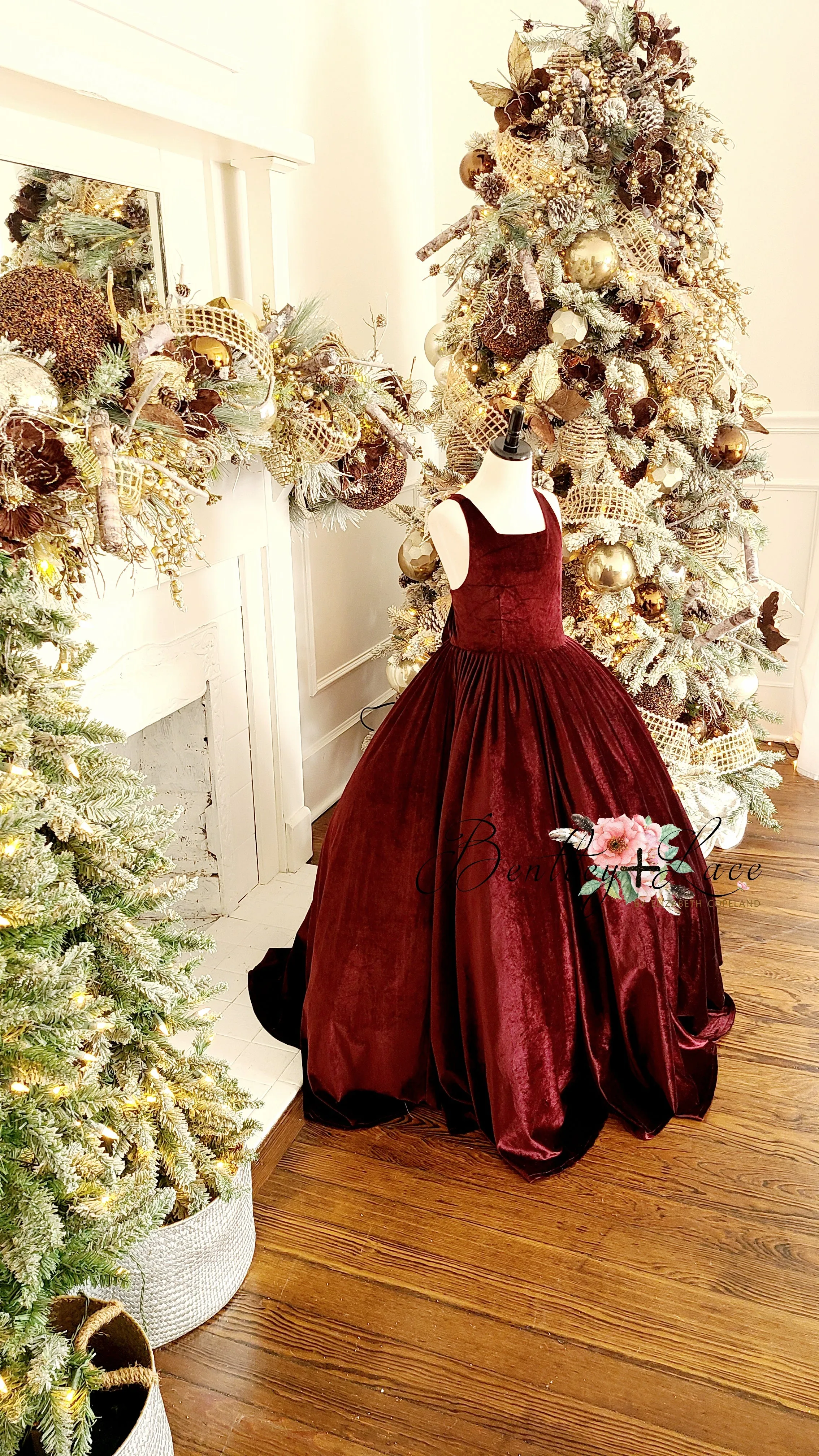 Shannon Penelope Velvet gown -Burgundy Tie back (6 Year - Petite 9 Year)