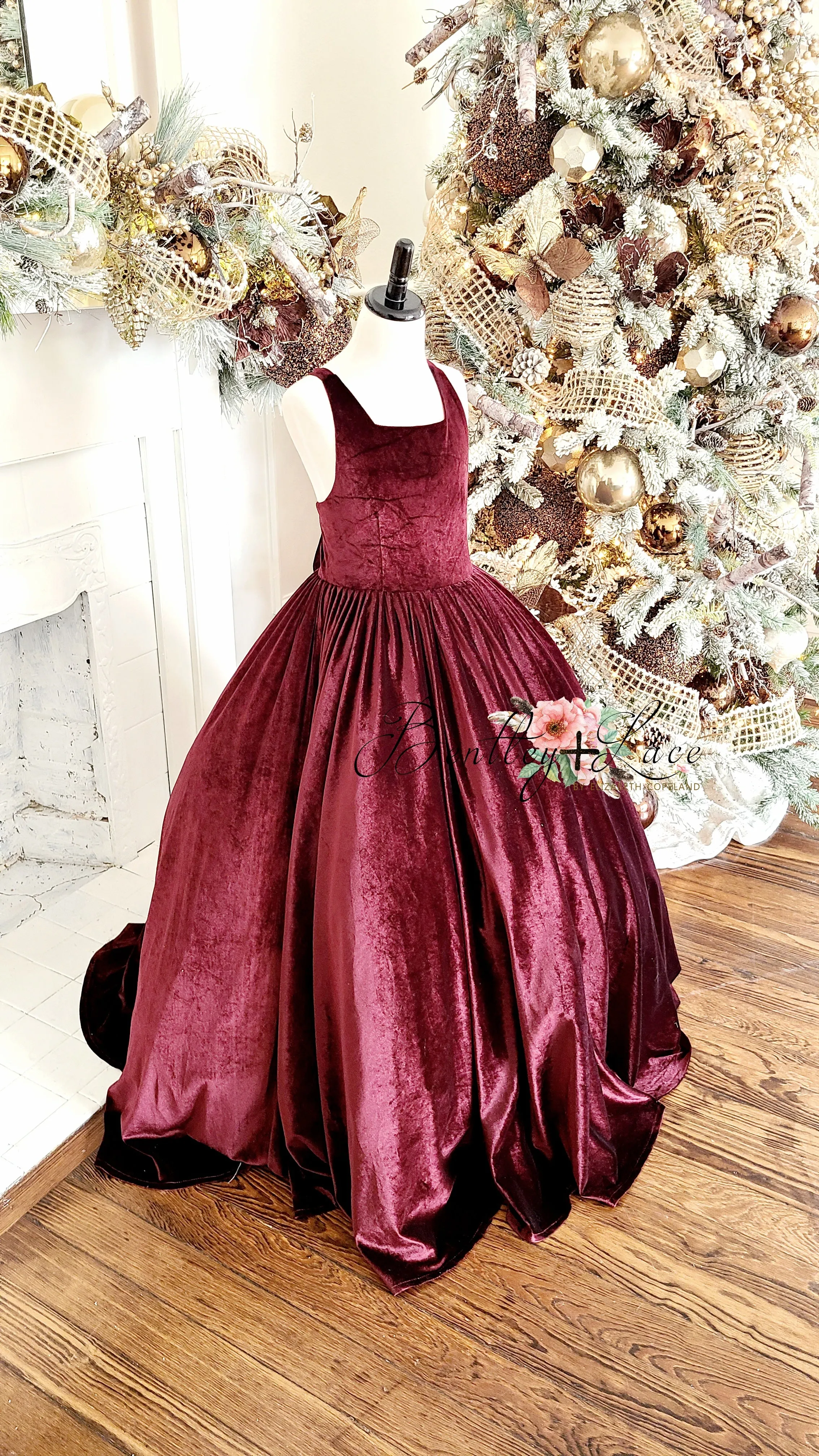 Shannon Penelope Velvet gown -Burgundy Tie back (6 Year - Petite 9 Year)