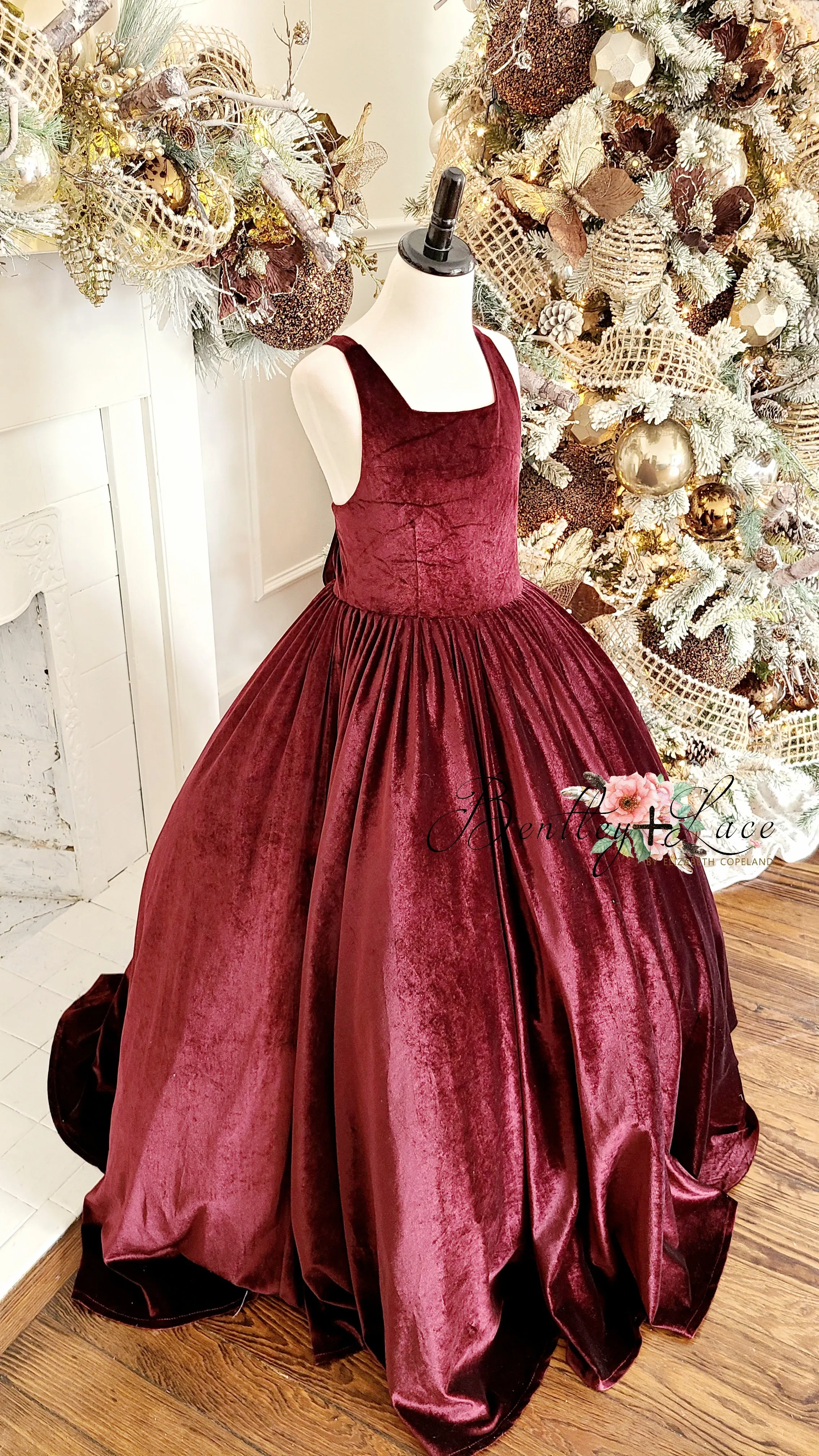 Shannon Penelope Velvet gown -Burgundy Tie back (6 Year - Petite 9 Year)