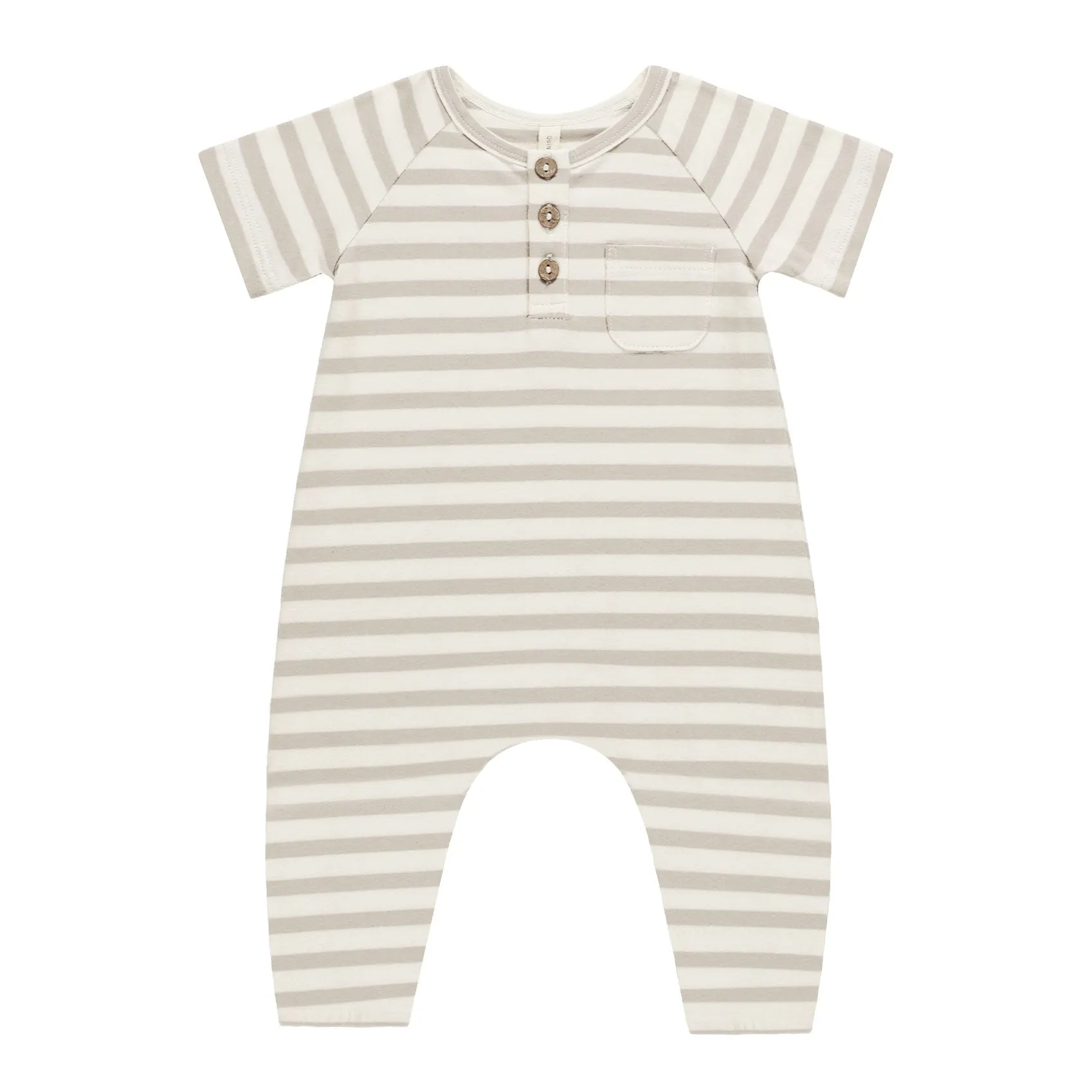 Short Sleeve Jumpsuit - Grey Stripe - FINAL SALE