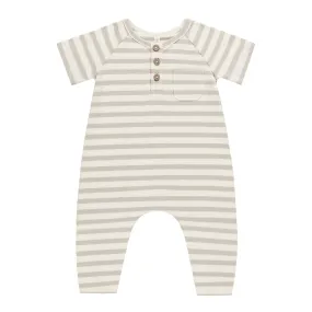 Short Sleeve Jumpsuit - Grey Stripe - FINAL SALE