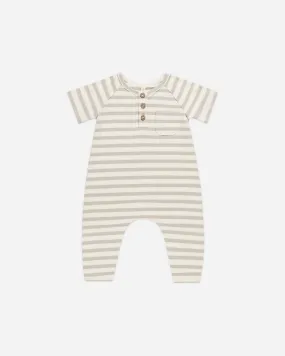 Short Sleeve Jumpsuit || Grey Stripe