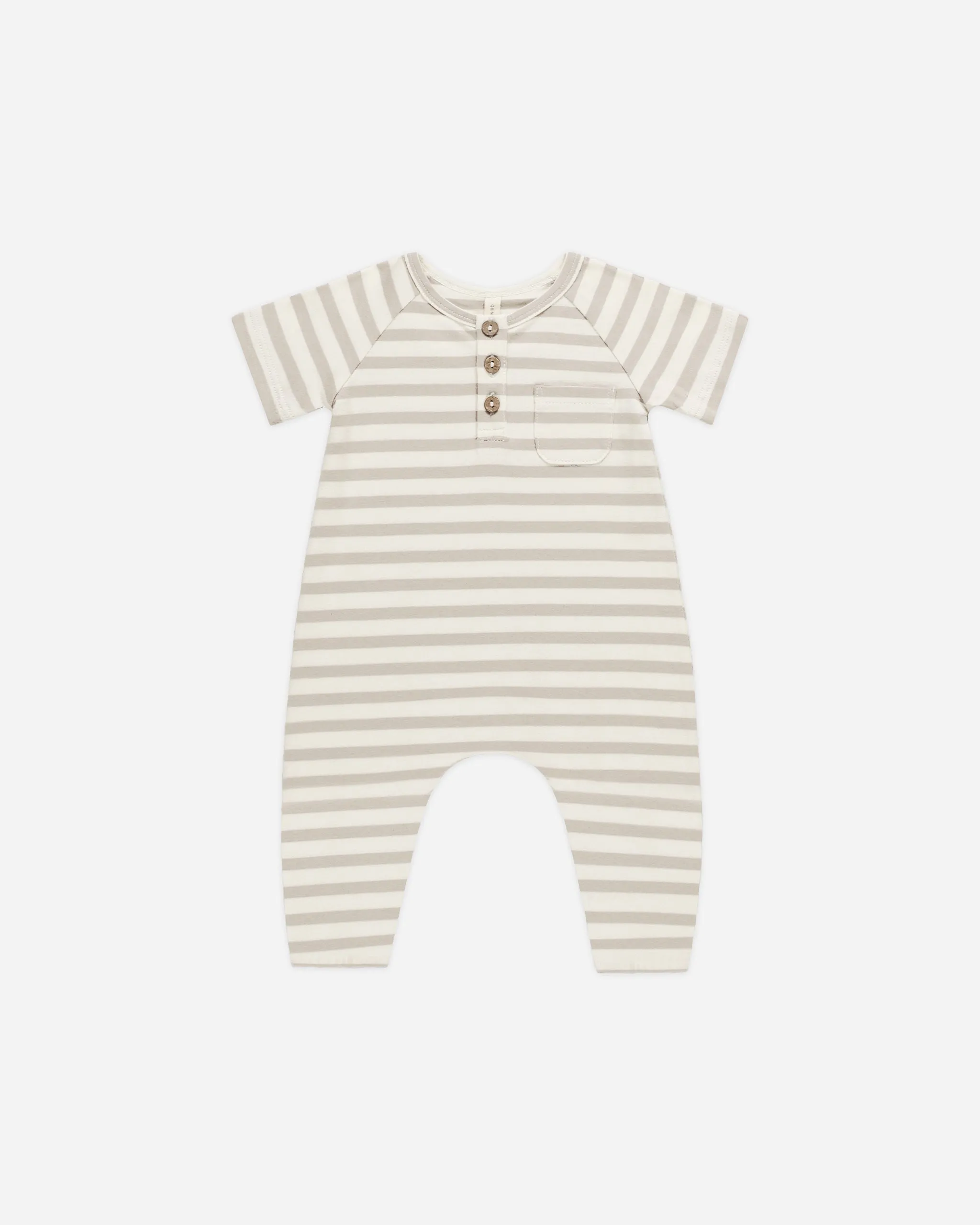 Short Sleeve Jumpsuit || Grey Stripe