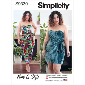 Simplicity Sewing Pattern S9330 Misses' Strapless Jumpsuit and Mini Dress