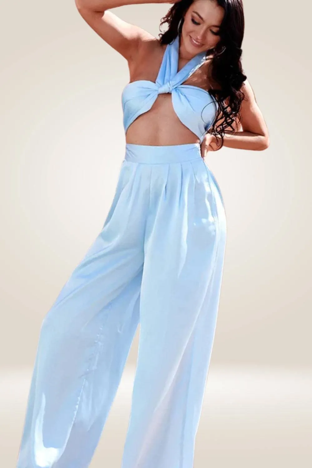 Sky Blue Two Piece Pants Set