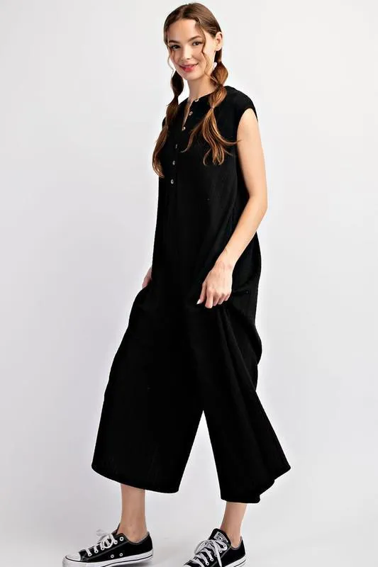 Soft Horizons Textured Flowy Bohemian Jumpsuit