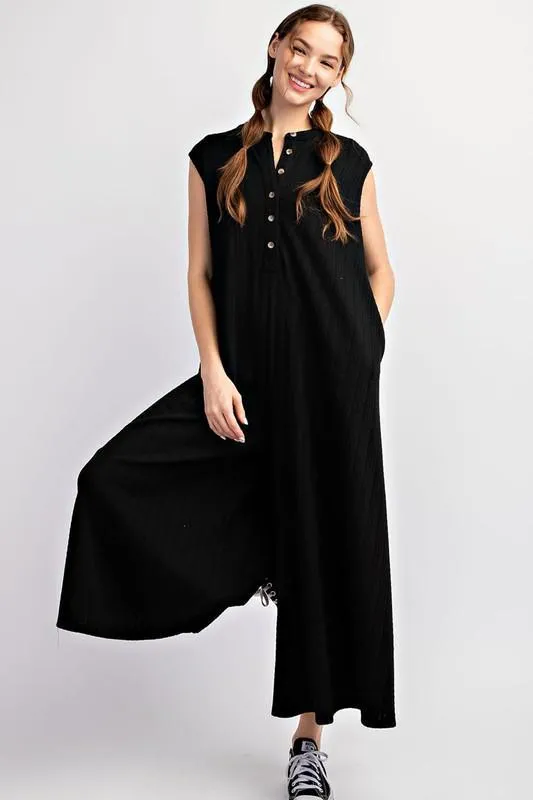 Soft Horizons Textured Flowy Bohemian Jumpsuit