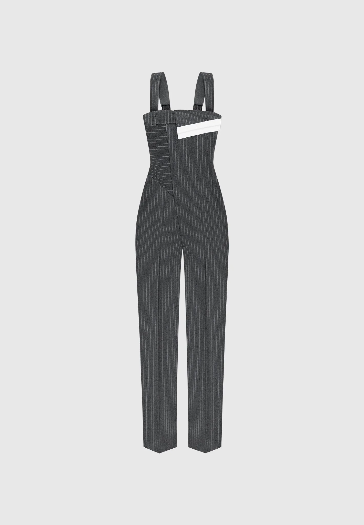 Tailored Pinstripe Jumpsuit - Grey