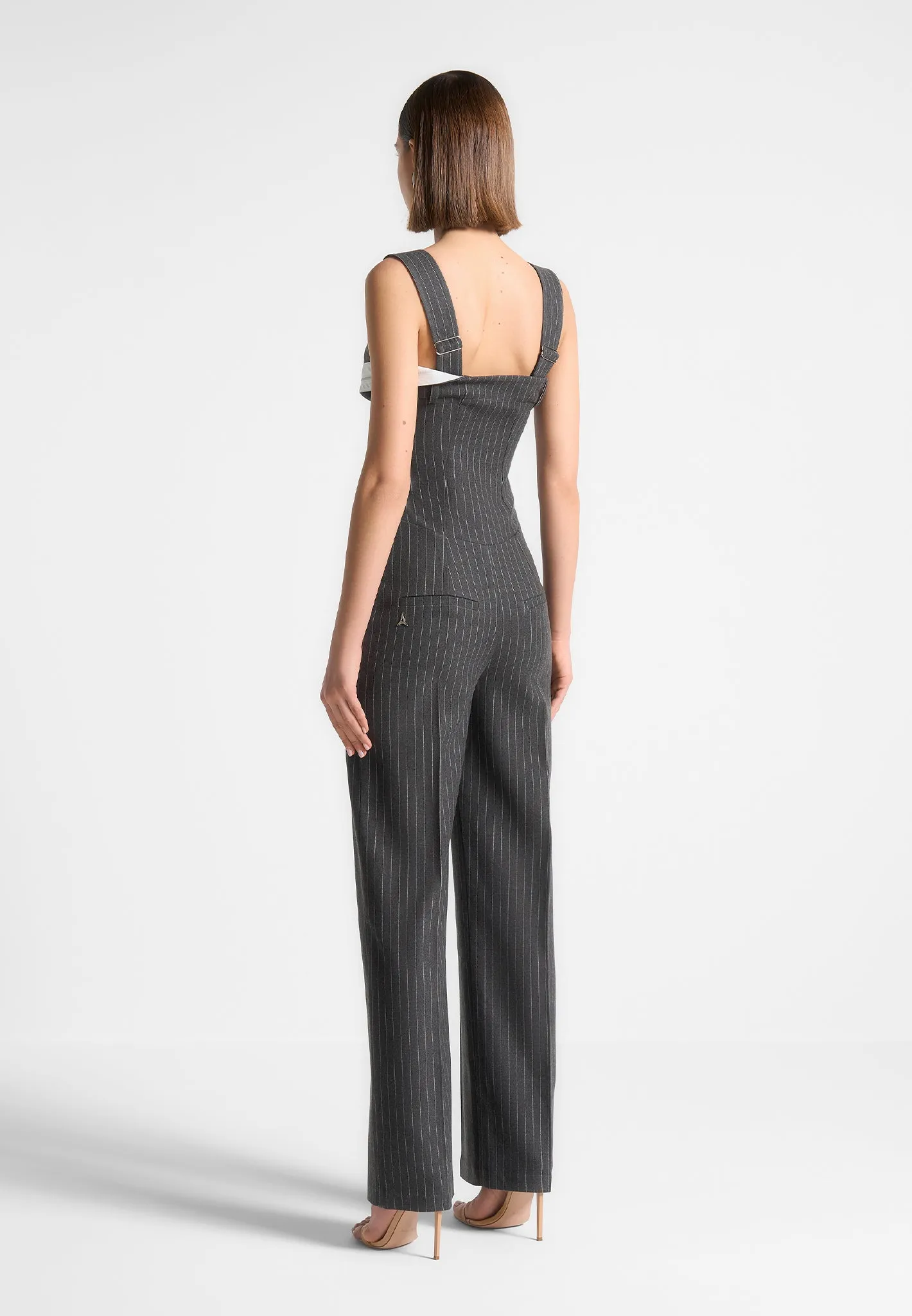 Tailored Pinstripe Jumpsuit - Grey