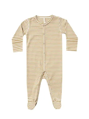 The Full Snap Footie by Quincy Mae - Gold Stripe