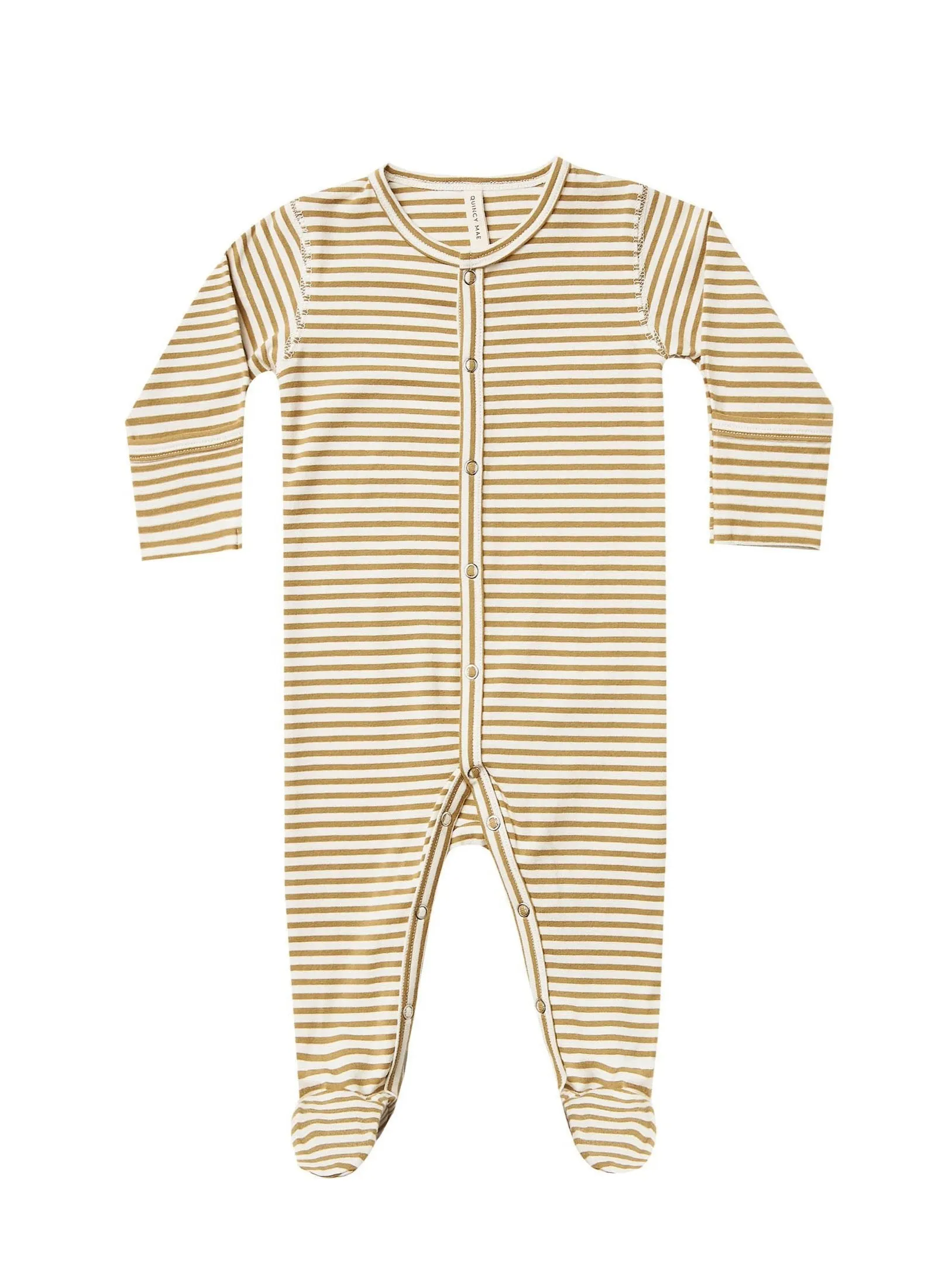 The Full Snap Footie by Quincy Mae - Gold Stripe