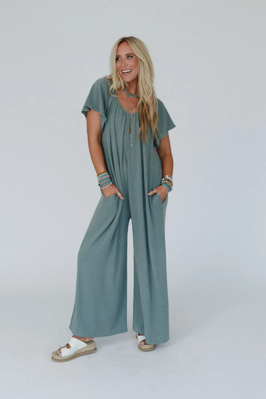 The Nest Calista Jumpsuit - Sage