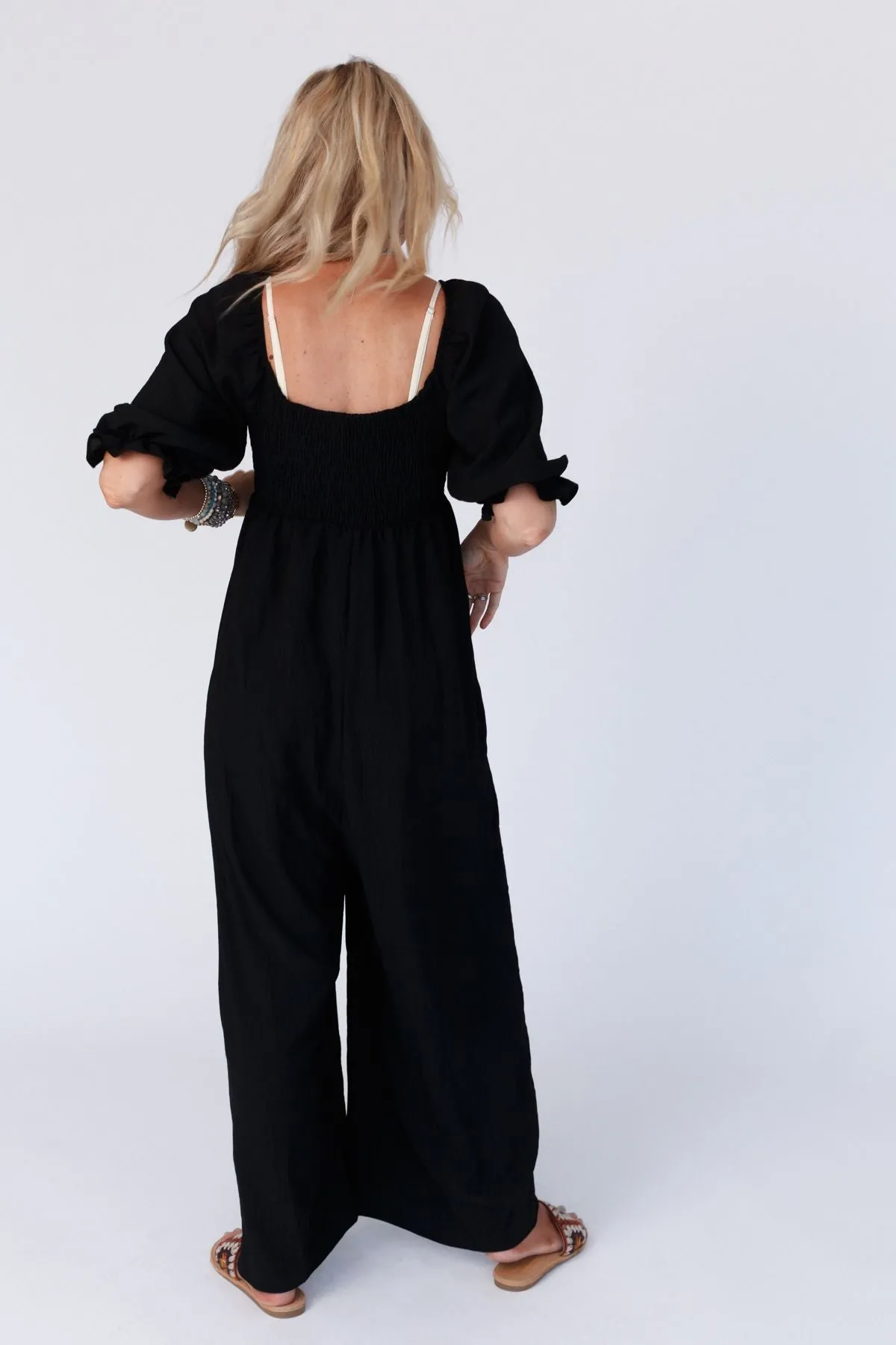 The Nest Charlotte Solid Wide Leg Jumpsuit - Black