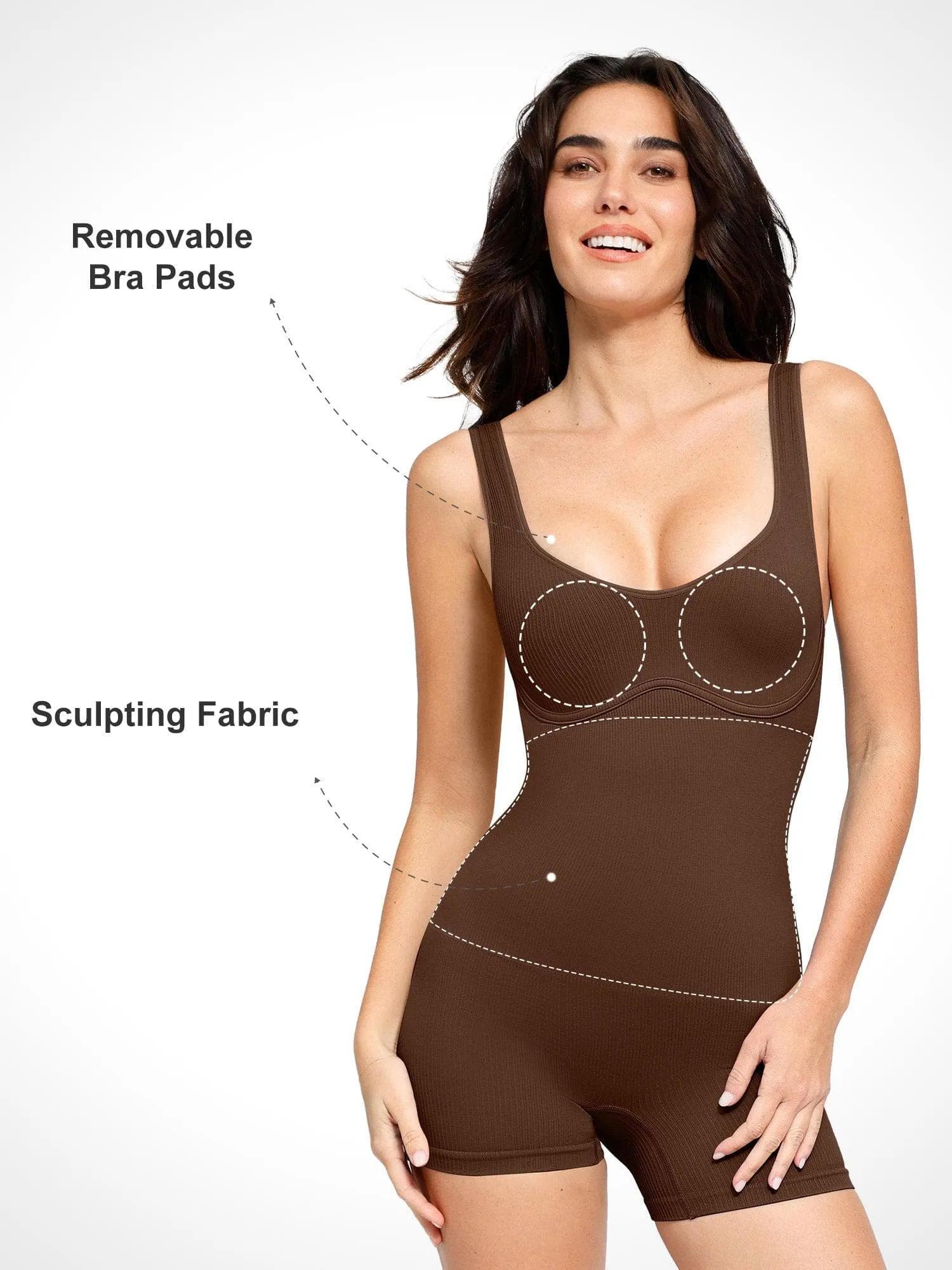 The Shapewear Romper Seamless Ribbed V-Neck For Insiders