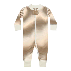 The Zip Longsleeve Sleeper by Quincy Mae - Walnut Stripe