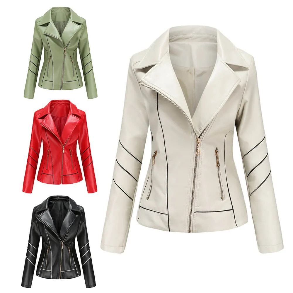 Thin Section PU Short Jacket Spring And Fall Jacket