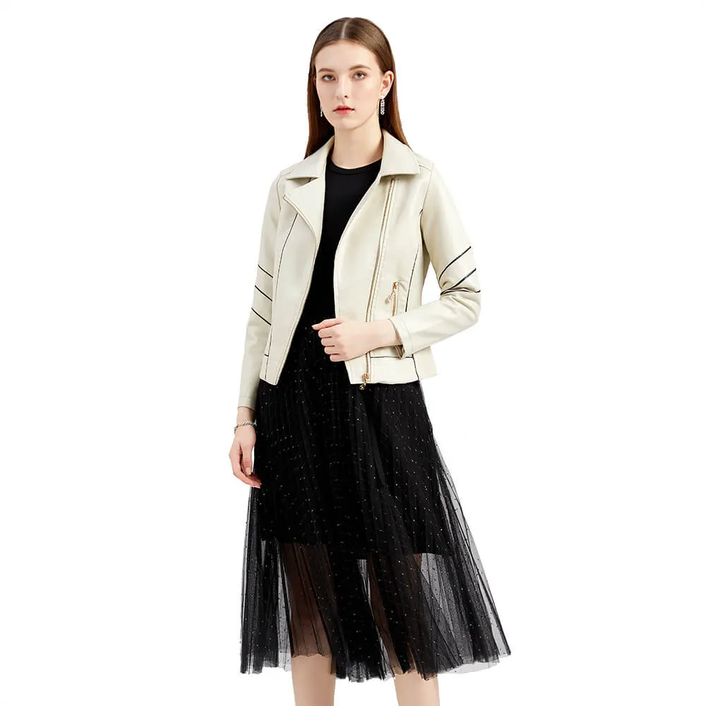 Thin Section PU Short Jacket Spring And Fall Jacket