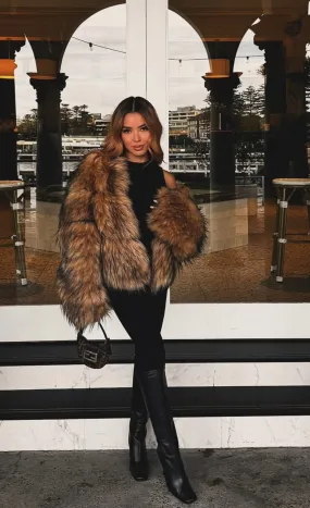 Three Panel Faux Fur Coat