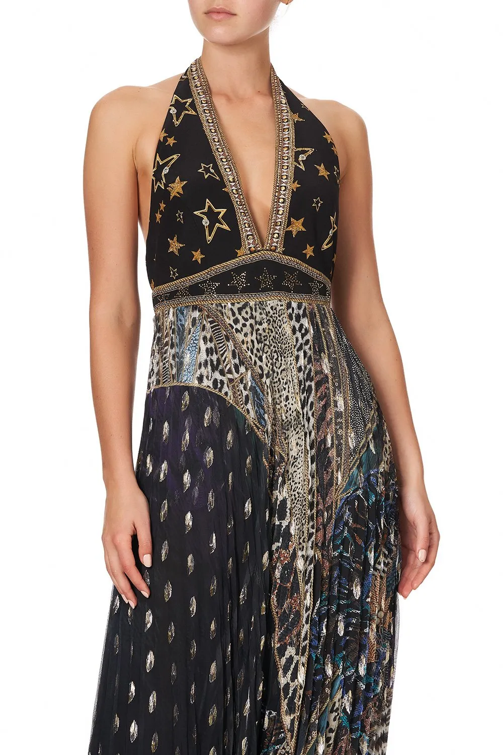 TIE NECK HALTER JUMPSUIT LADY STARDUST