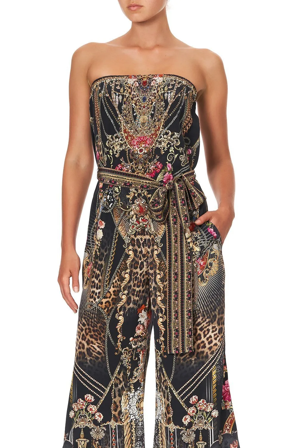 TIE WAIST STRAPLESS JUMPSUIT GOTHIC GODDESS