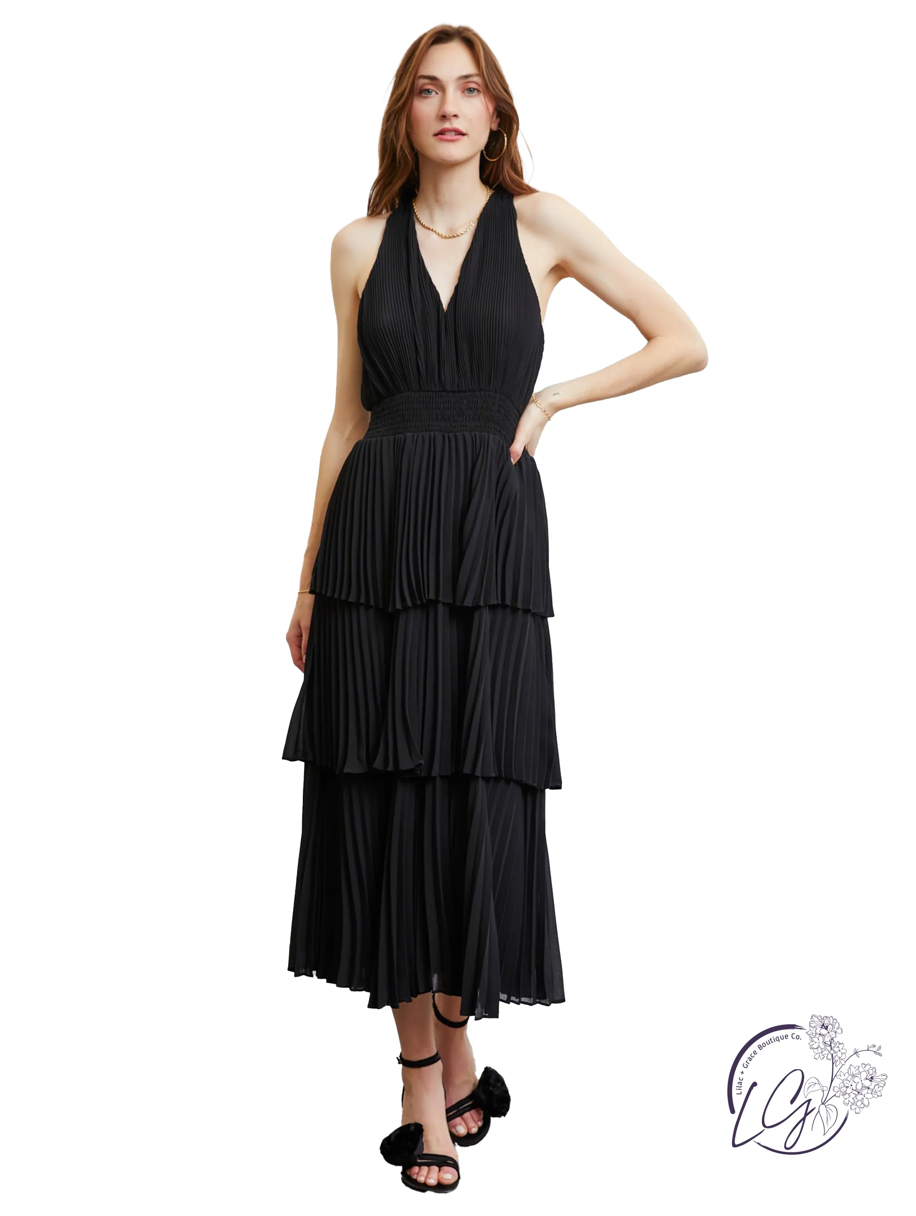 Timeless Grace Pleated Midi Dress