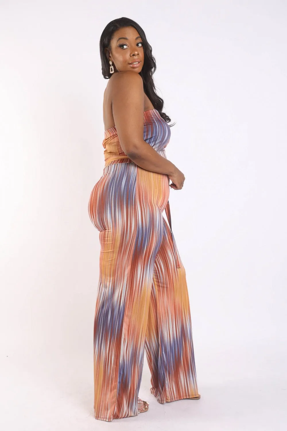 Tube Top Jumpsuit with Self Belt