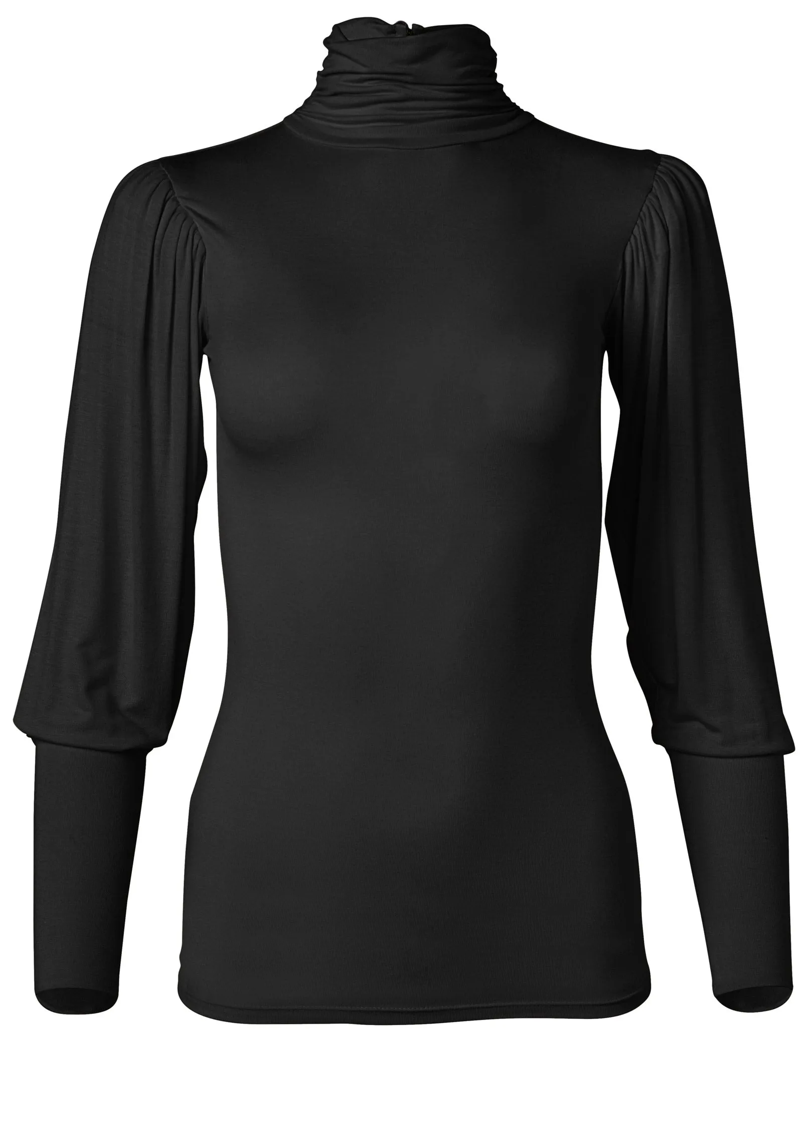 Turtleneck Long Sleeve Top - Black