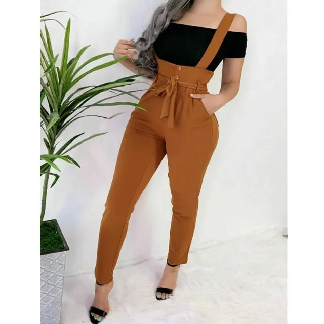 tWomen‘s Casual High Waist Jumpsuit