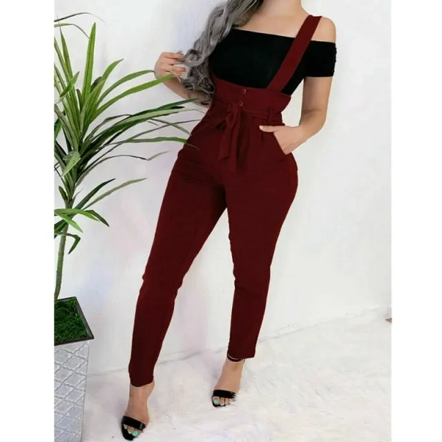 tWomen‘s Casual High Waist Jumpsuit