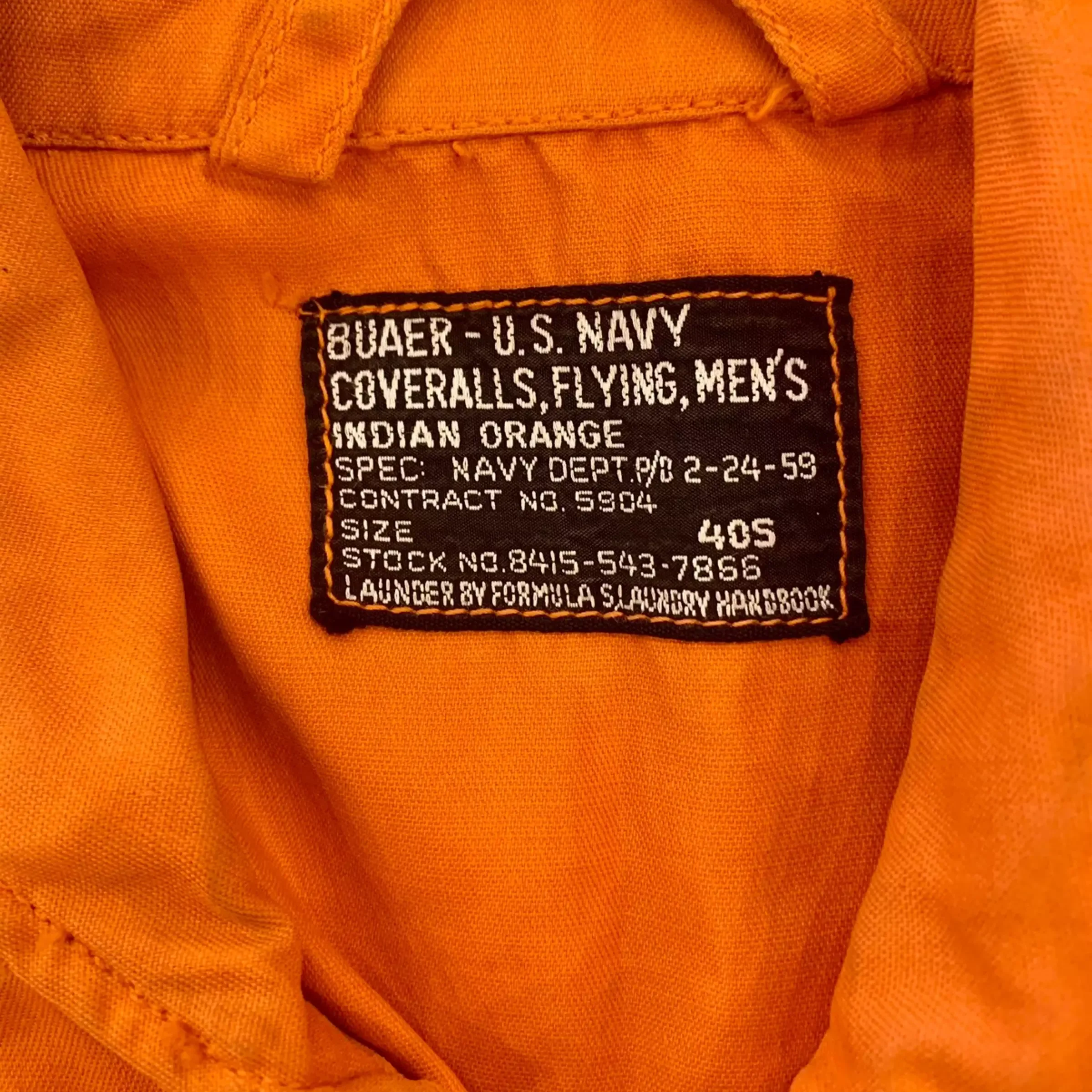 US Navy 1950 orange jumpsuit