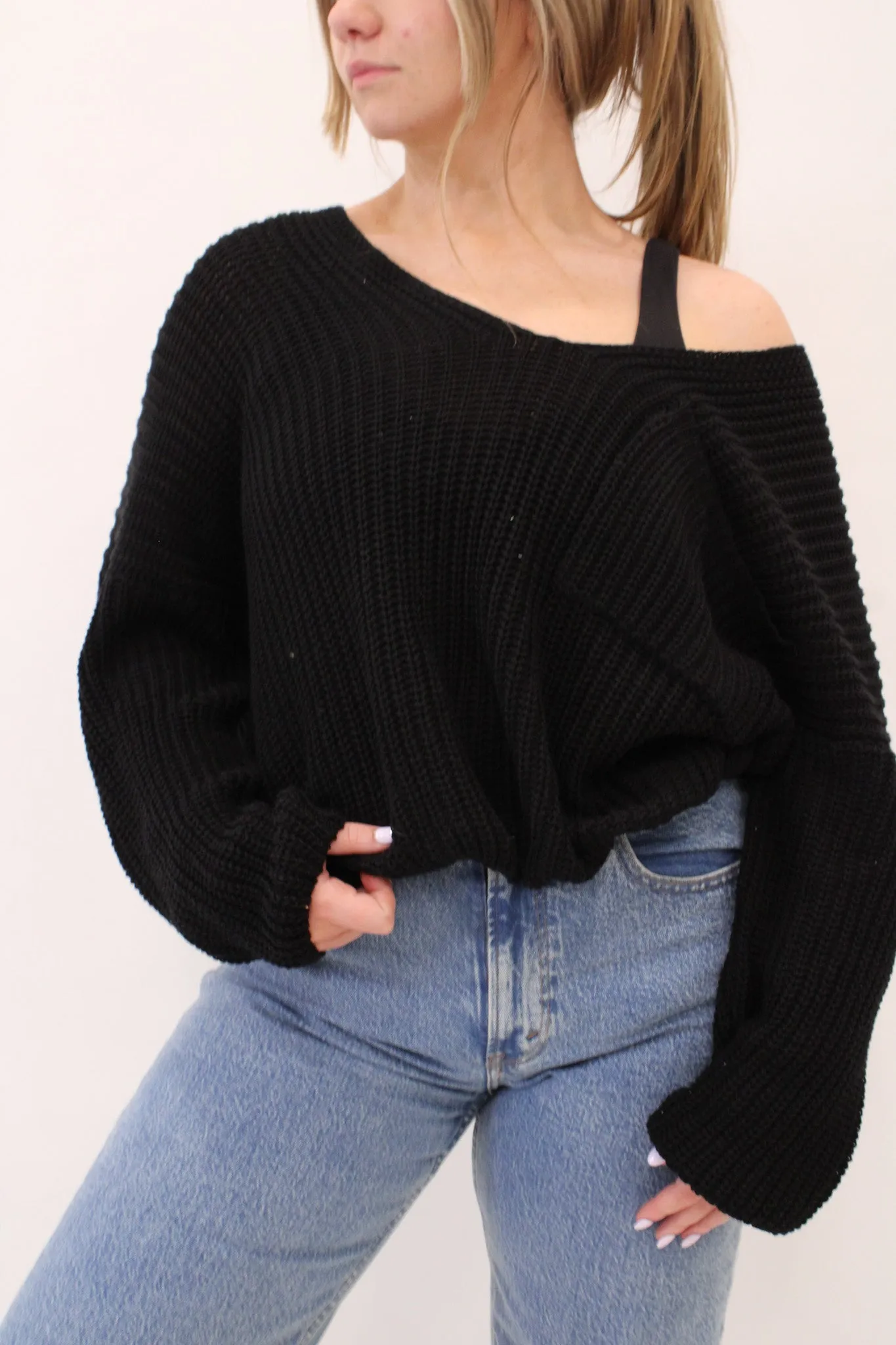 V Neck Cable Knit Sweater