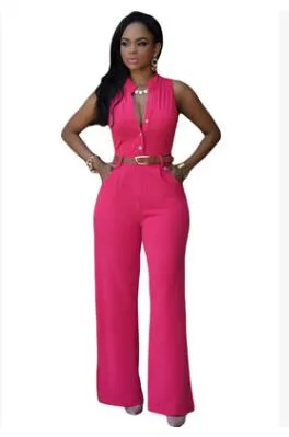 V-neck wide leg pants rompers women jumpsuit